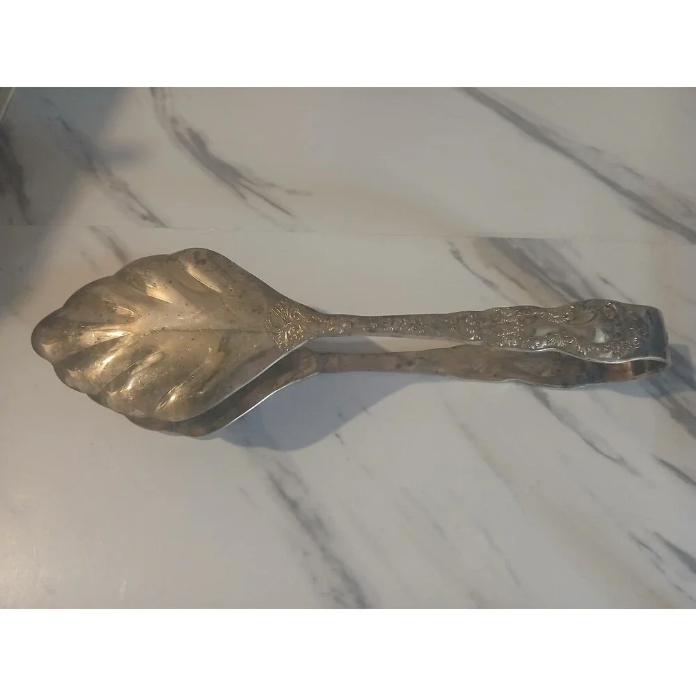 Gorham Imperial Chrysanthemum Salad Tongs Silver Plate   Art Nouveau